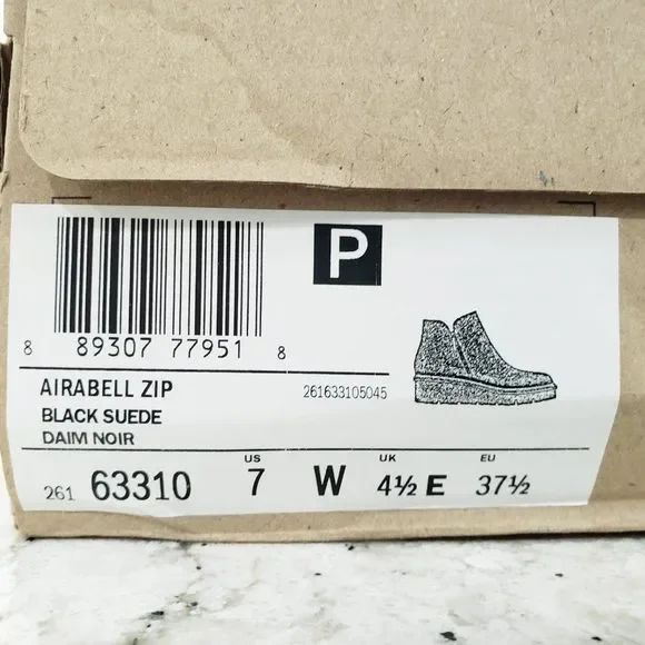 Clarks Collection Women's Size 7 W Airabell Suede Wedge Ankle Bootie Black NEW - Picture 3 of 13